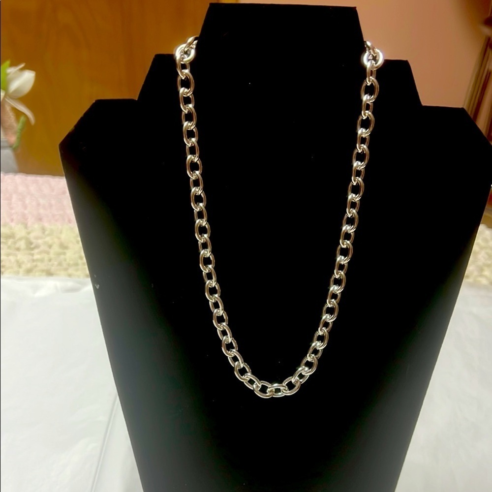T- clasp silver tone necklace